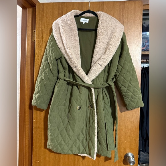 Heartloom coat, XS Olive and cream. - Picture 4 of 13